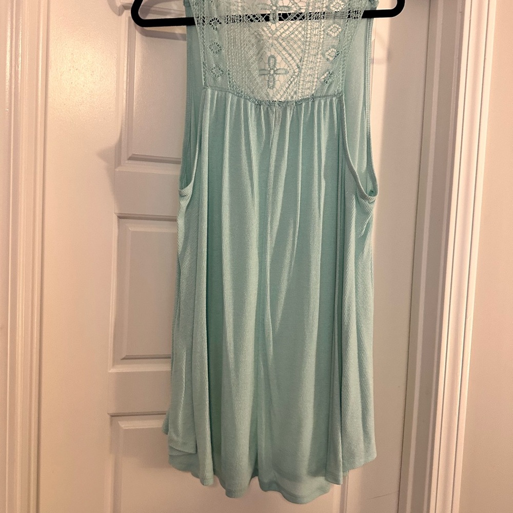 French Laundry Sky Blue Lace Detail Top